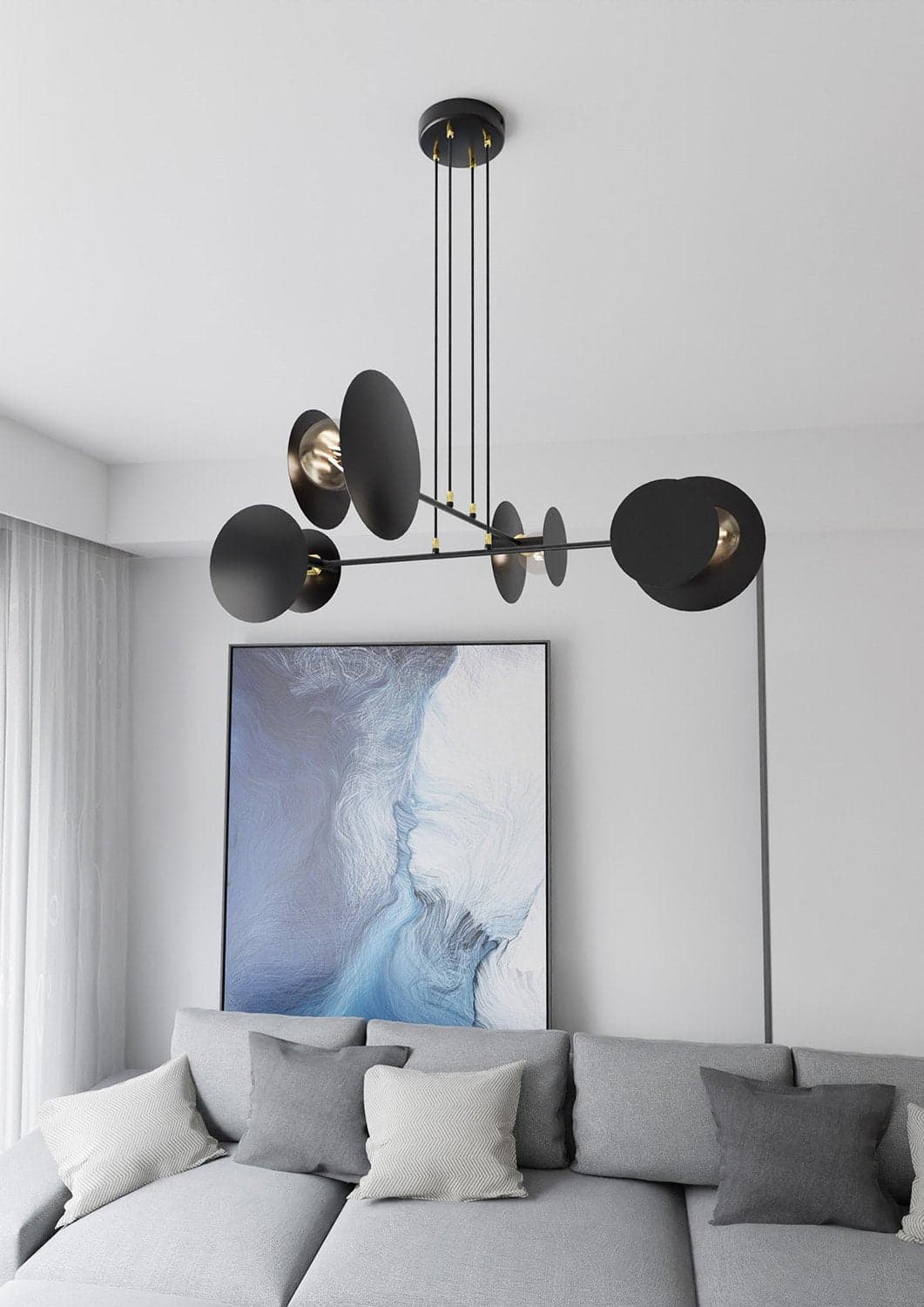 Lampadario Moderno 1 Luce Idea In Acciaio Nero Con Bracci in Lampade a sospensione LuceArt - Montecorvino Pugliano, commercioVirtuoso.it