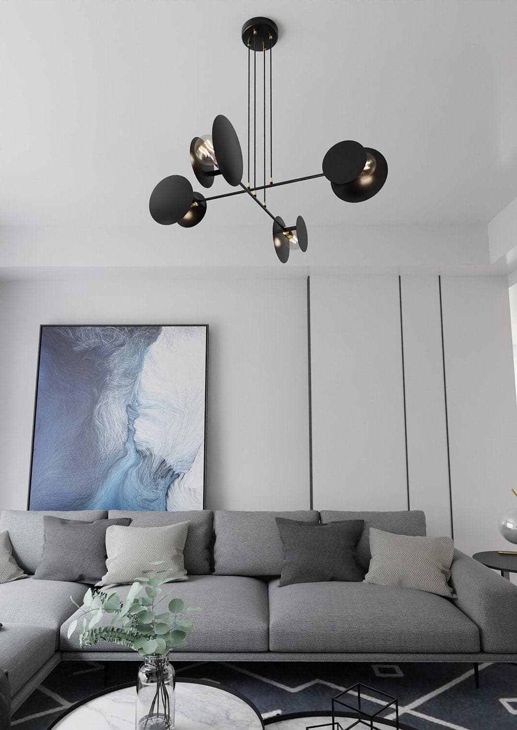 Lampadario Moderno 1 Luce Idea In Acciaio Nero Con Bracci in Lampade a sospensione LuceArt - Montecorvino Pugliano, commercioVirtuoso.it