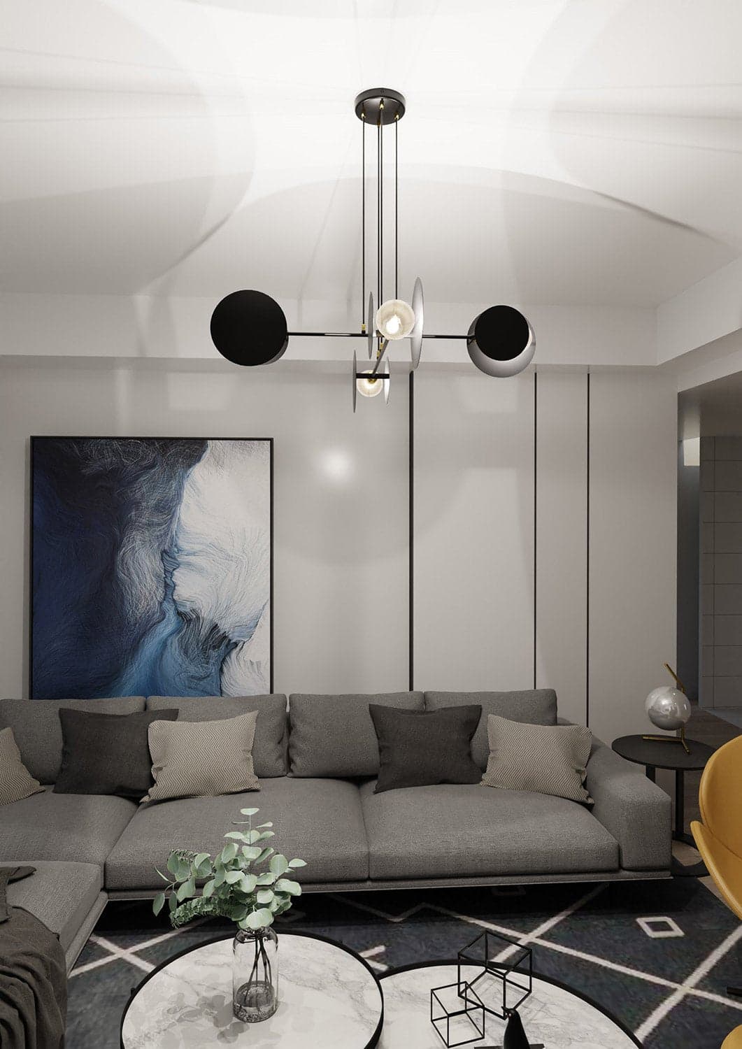 Lampadario Moderno 1 Luce Idea In Acciaio Nero Con Bracci in Lampade a sospensione LuceArt - Montecorvino Pugliano, commercioVirtuoso.it