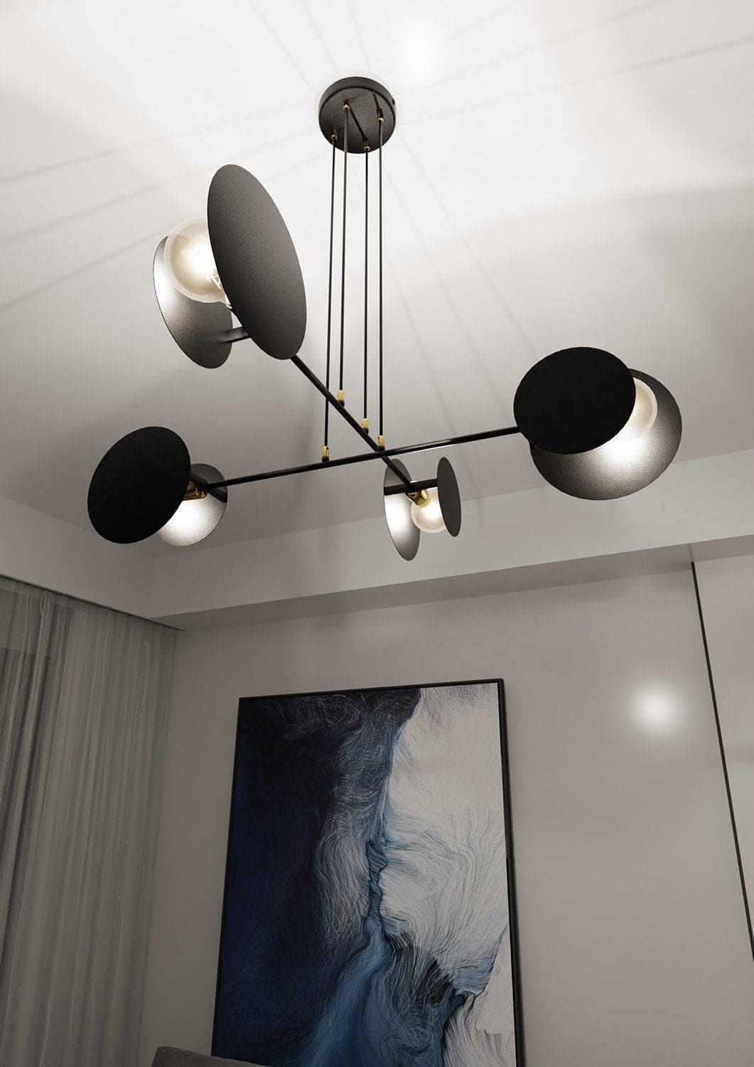Lampadario Moderno 1 Luce Idea In Acciaio Nero Con Bracci in Lampade a sospensione LuceArt - Montecorvino Pugliano, commercioVirtuoso.it