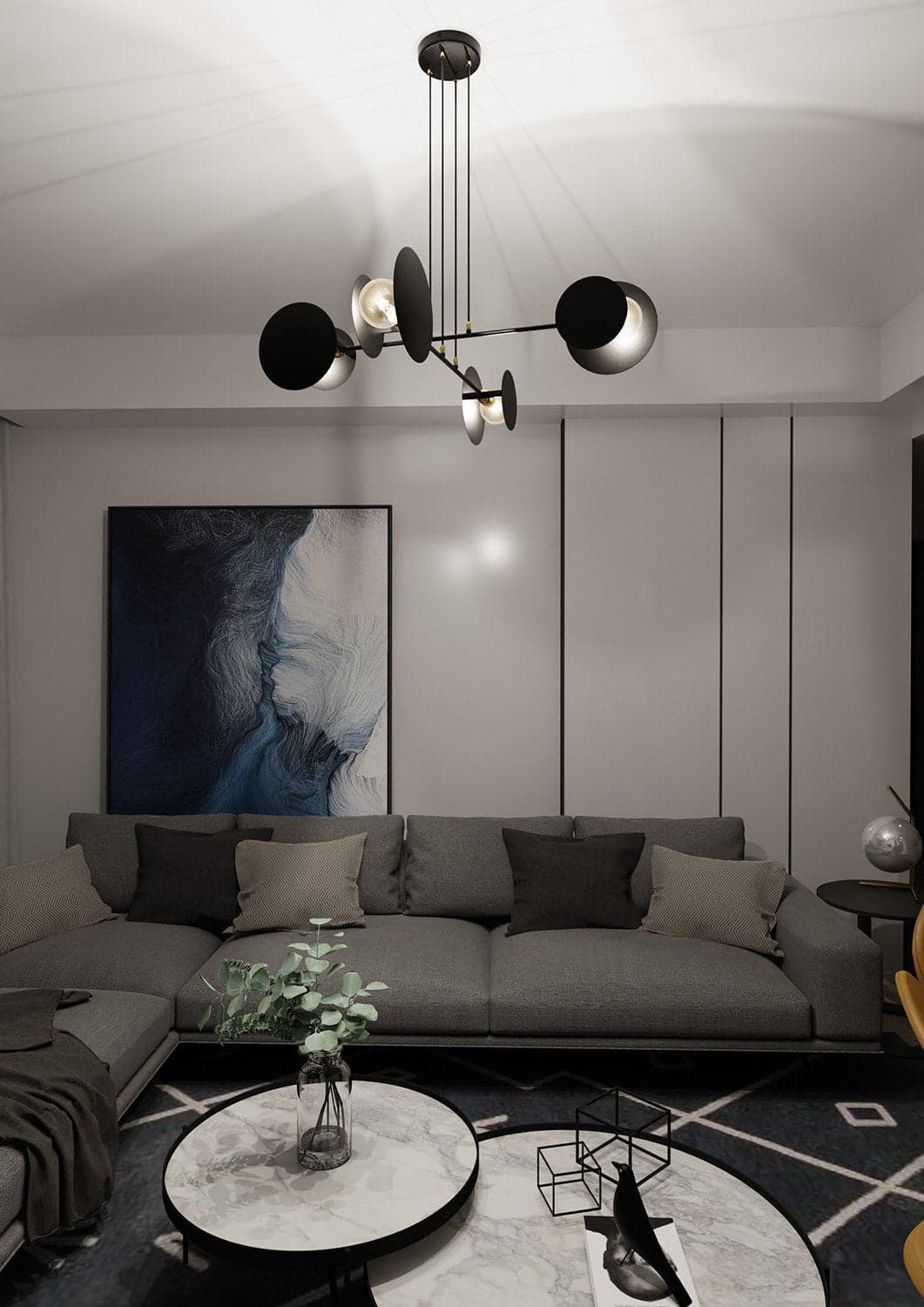 Lampadario Moderno 1 Luce Idea In Acciaio Nero Con Bracci in Lampade a sospensione LuceArt - Montecorvino Pugliano, commercioVirtuoso.it