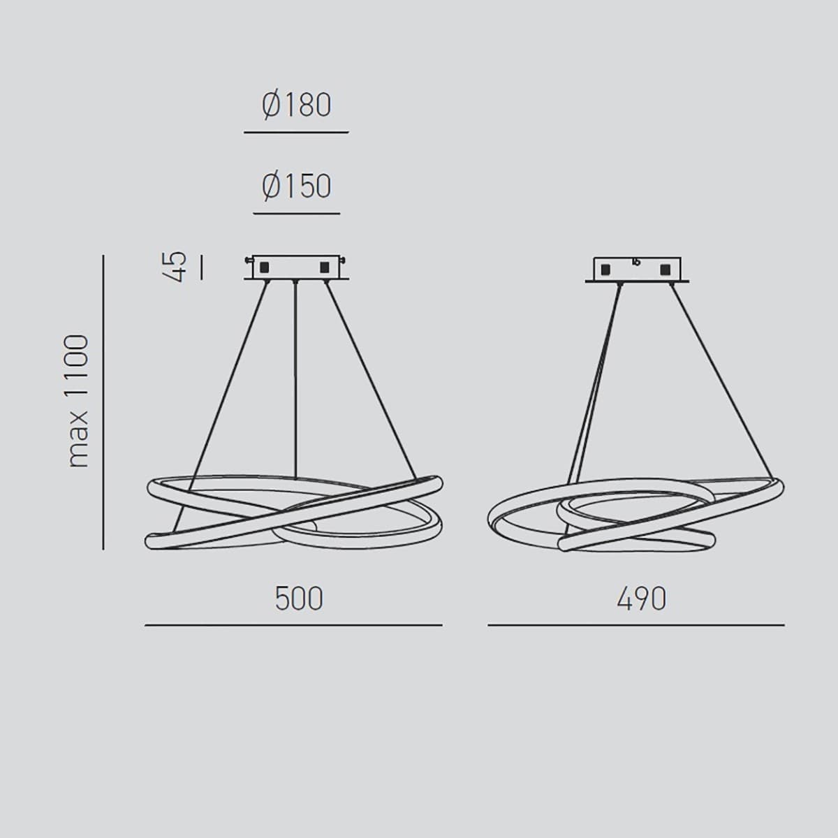 Lampadario led Gea Luce DIVA SP O moderna alluminio sospensione in Lampade a sospensione Lampadari Bartalini - Colle di Val d’Elsa, commercioVirtuoso.it
