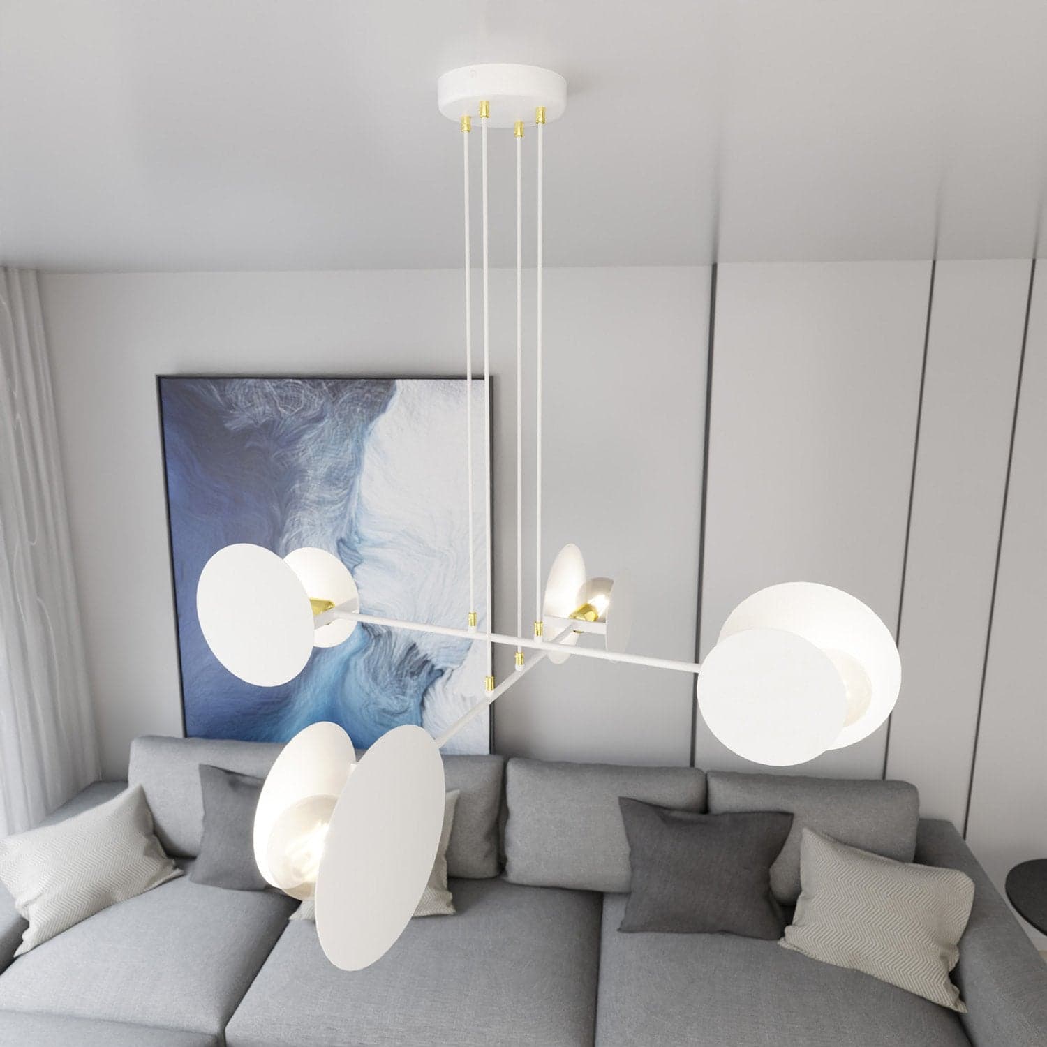 Lampadario Moderno 1 Luce Idea In Acciaio Bianco Con Bracci in Lampadari LuceArt - Montecorvino Pugliano, commercioVirtuoso.it