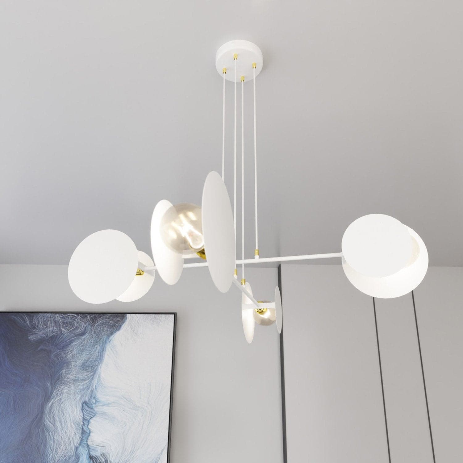 Lampadario Moderno 1 Luce Idea In Acciaio Bianco Con Bracci in Lampadari LuceArt - Montecorvino Pugliano, commercioVirtuoso.it