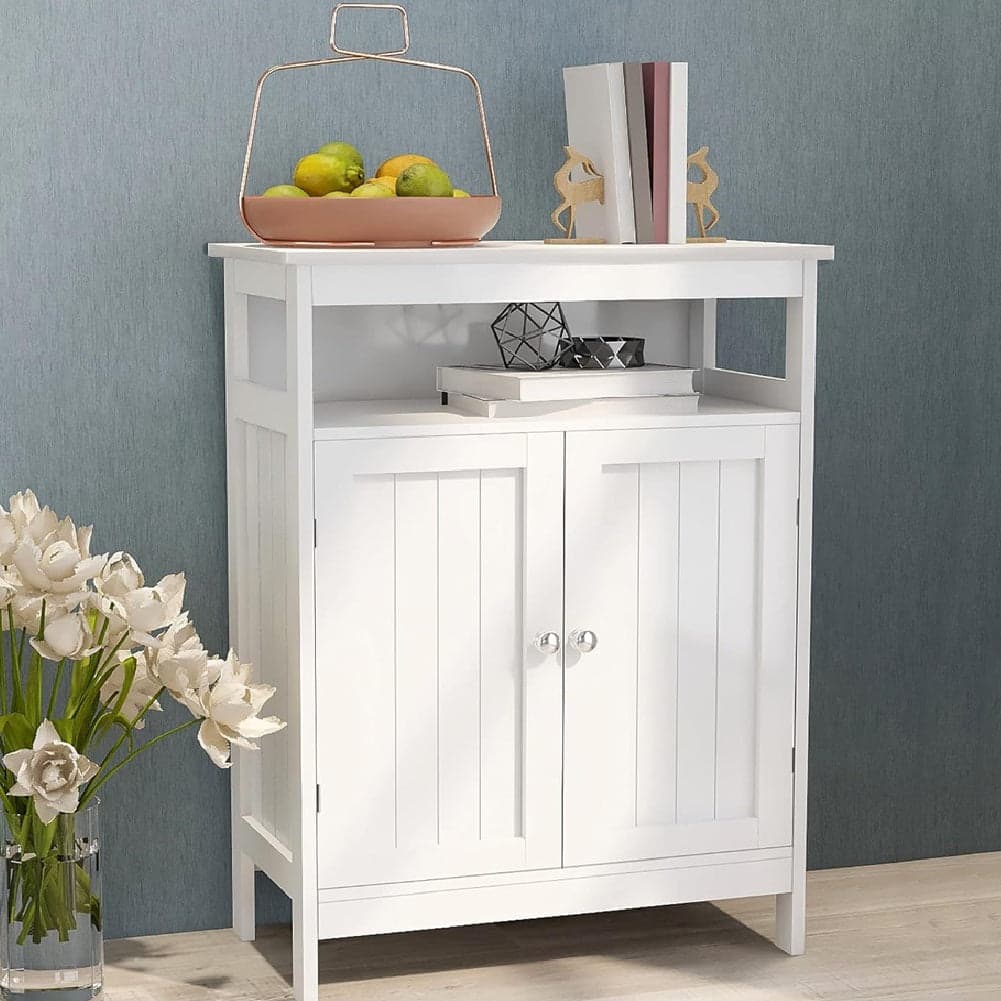 Mobile in Legno 60x30 H 80cm Bagno Camera Ingresso Salvaspazio 2 Ante 1 Vano Bianco