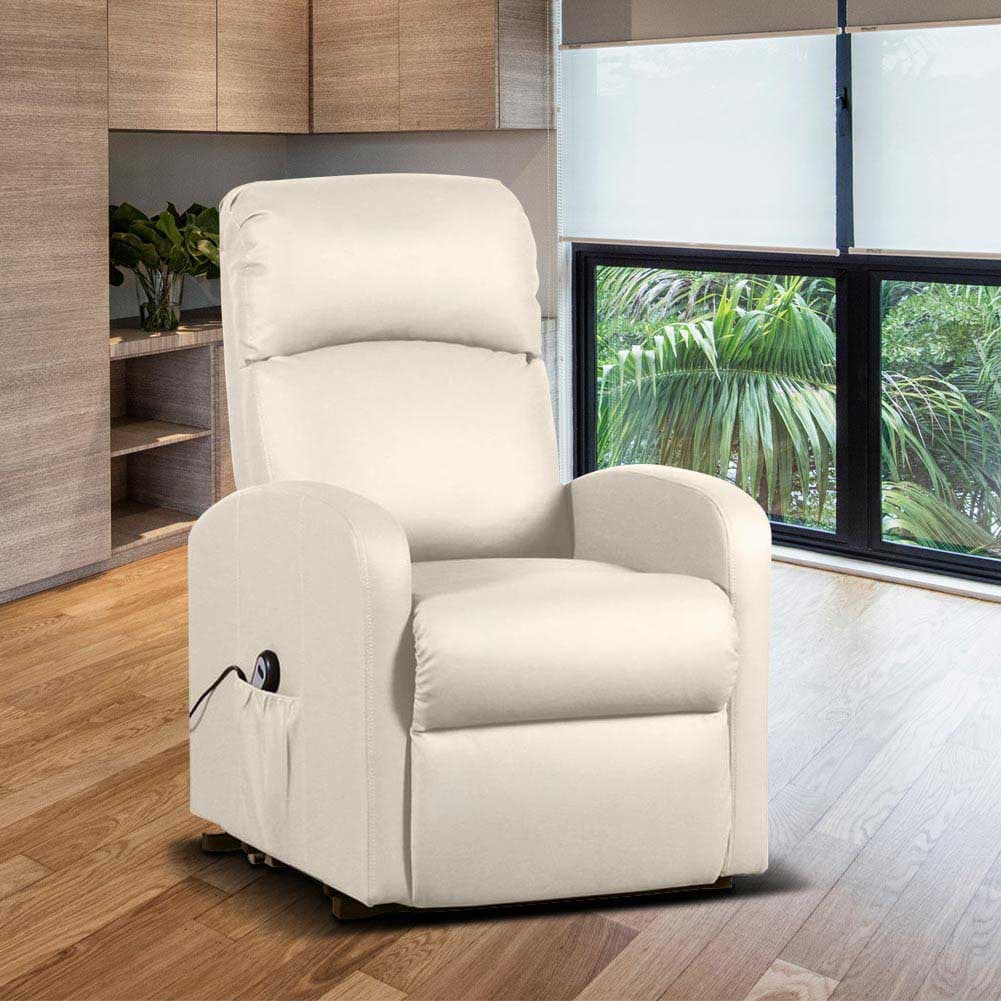 Poltrona Elettrica Telecomando Alzapersona Recliner Ecopelle Crema Schienale Alto in Poltrone reclinabili Danyx - Casoria, commercioVirtuoso.it