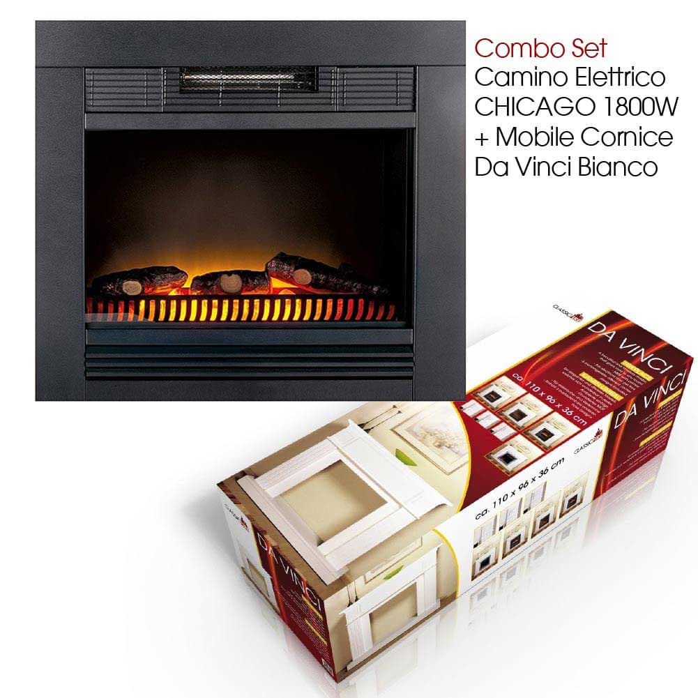 Camino Elettrico con Mobile in Legno 1800W Effetto Fuoco 2Livelli 110x96x36cm in Caminetti elettrici Danyx - Casoria, commercioVirtuoso.it