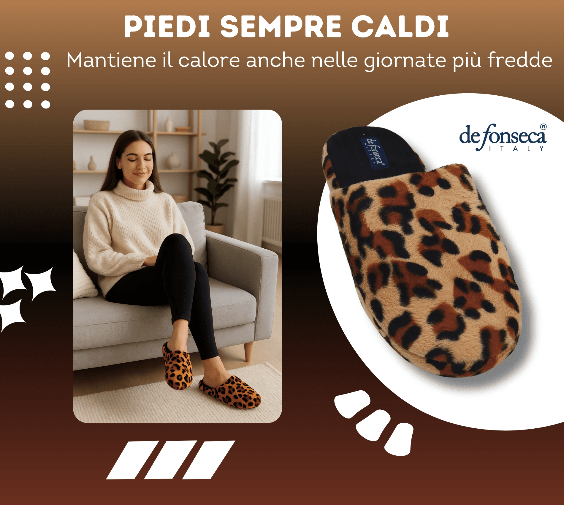 de fonseca Ciabatte Donna Invernali da Casa, Pantofole Calde e Pelose, Pantofola Animalier Leopardata in Ciabatte moda Primo Calzature - Venezia, commercioVirtuoso.it