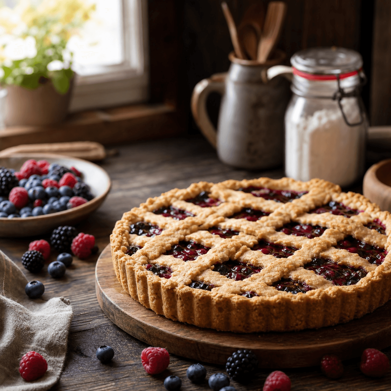 Crostata artigianale Lisicily con marmellata sottobosco da 800 gr prodotta con materie prime scelte in Dolci da tostare LiSicily dolci per passione - Alassio, commercioVirtuoso.it