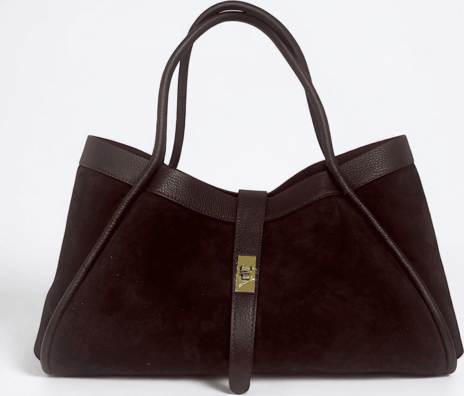 DOPPIASE Borsa in Vera Pelle Scamosciato con rifiniture in togo Made in Italy 45x25x20cm in Borse Tote Nanabags - Sesto Fiorentino, commercioVirtuoso.it