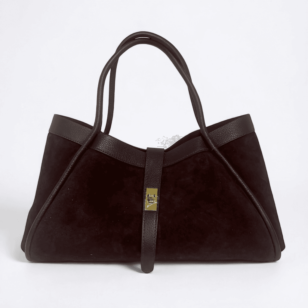 DOPPIASE Borsa in Vera Pelle Scamosciato con rifiniture in togo Made in Italy 45x25x20cm in Borse Tote Nanabags - Sesto Fiorentino, commercioVirtuoso.it