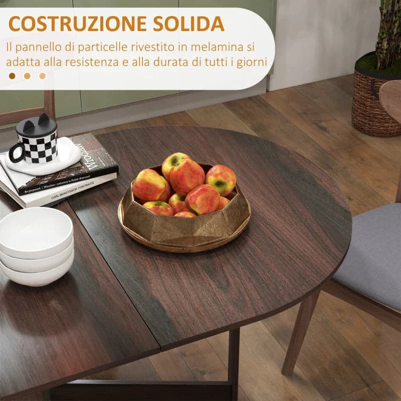 Tavolo Pieghevole con 2 Ribalte Ovale, Consolle Salvaspazio in Legno, Marrone KJ583A-116V80BNKJ5 in Console e tavoli da divano Fantasia Mobili - Afragola, commercioVirtuoso.it