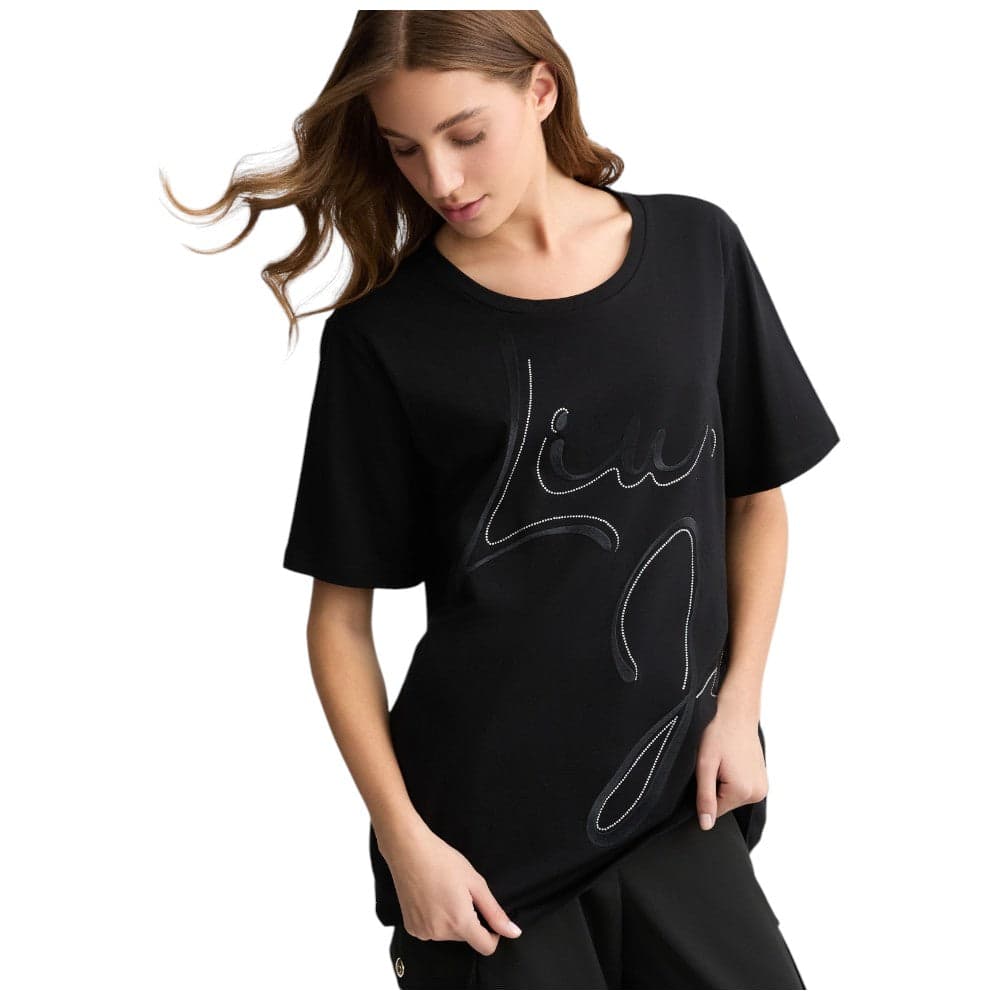 Liu Jo t-shirt nera logo strass TA5174JS923 M9132 T-shirt Liu Jo