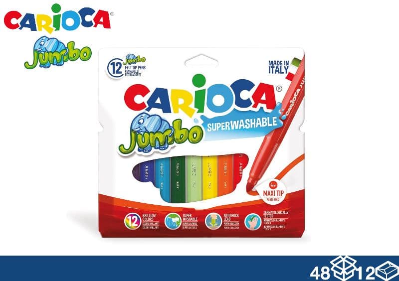 Carioca Colori Jumbo Scatola 12 Pezzi in Pennarelli per bambini Save The Money - Rimini, commercioVirtuoso.it