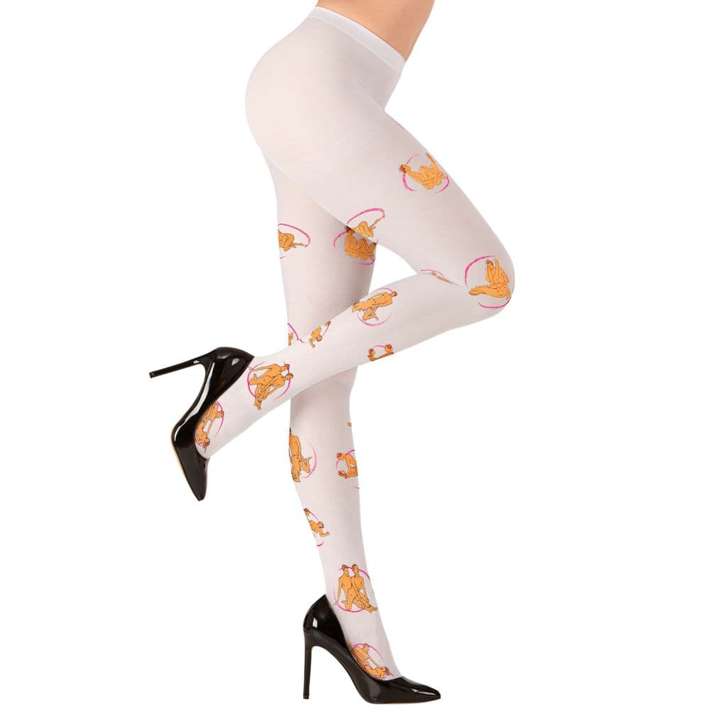 Calze velate bianche collant bianchi 40 denari con le posizioni del kamasutra per la festa hot di addio al nubilato sexy gadget per adulti 18+ in Collant e calzamaglie Kondorama - Martinsicuro, commercioVirtuoso.it