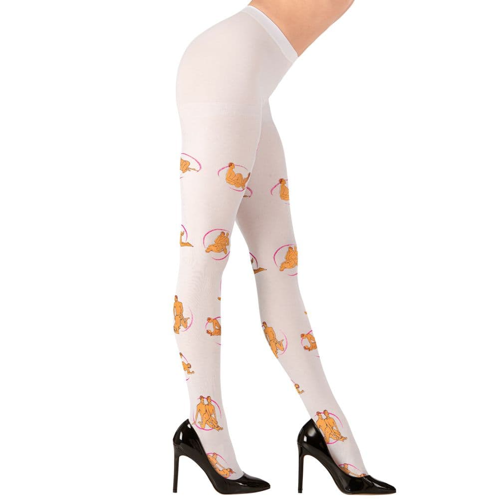Calze velate bianche collant bianchi 40 denari con le posizioni del kamasutra per la festa hot di addio al nubilato sexy gadget per adulti 18+ in Collant e calzamaglie Kondorama - Martinsicuro, commercioVirtuoso.it