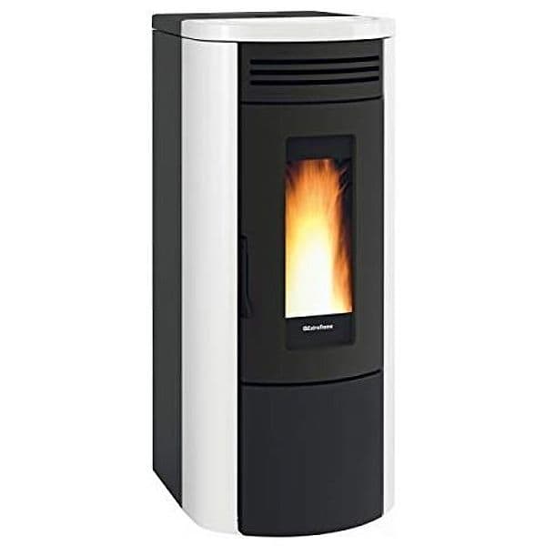 Extraflame luisella bordeaux 1282700. ventilazione ambiente con uscita superiore scambiatore di calore a fascio tubiero cronotermostato settimanale morsetto termostato ambiente ta pressostato di sicurezza braciere in ghisa porta in ghisa display led telec