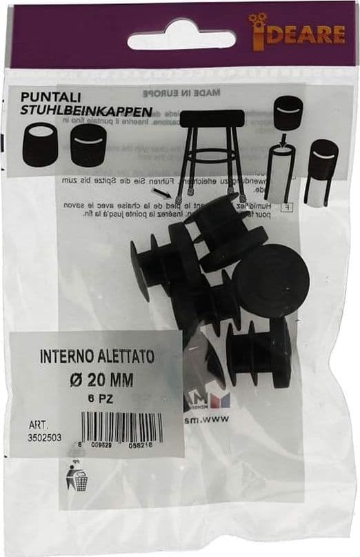 MOBILA - 6 PUNTALI INTERNI ALETTATI DIAM 20 MM NERI in Gambe per mobili Stockdoc - Terni, commercioVirtuoso.it