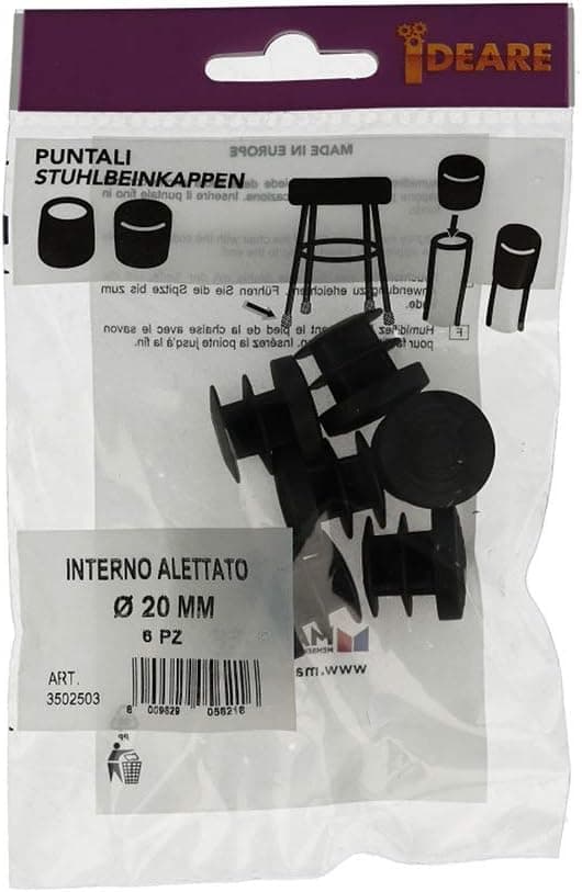 MOBILA - 6 PUNTALI INTERNI ALETTATI DIAM 20 MM NERI in Gambe per mobili Stockdoc - Terni, commercioVirtuoso.it