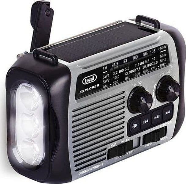 Trevi radio portatile dinamo e solare usb micro sd wireless e powerbank ra 7f30 bt grigio - 0RA7F3010