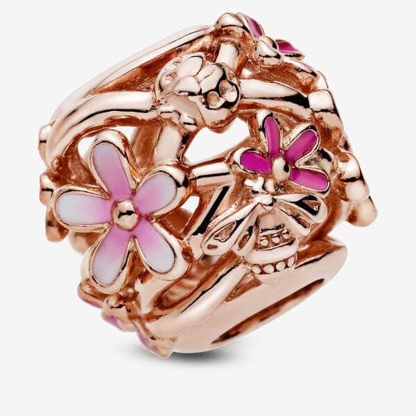 Pandora Charm Margherita rosa openwork in Bead Charm Alba Gioielli - Casoria, commercioVirtuoso.it