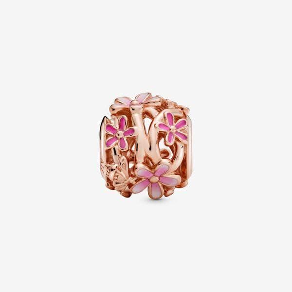 Pandora Charm Margherita rosa openwork in Bead Charm Alba Gioielli - Casoria, commercioVirtuoso.it