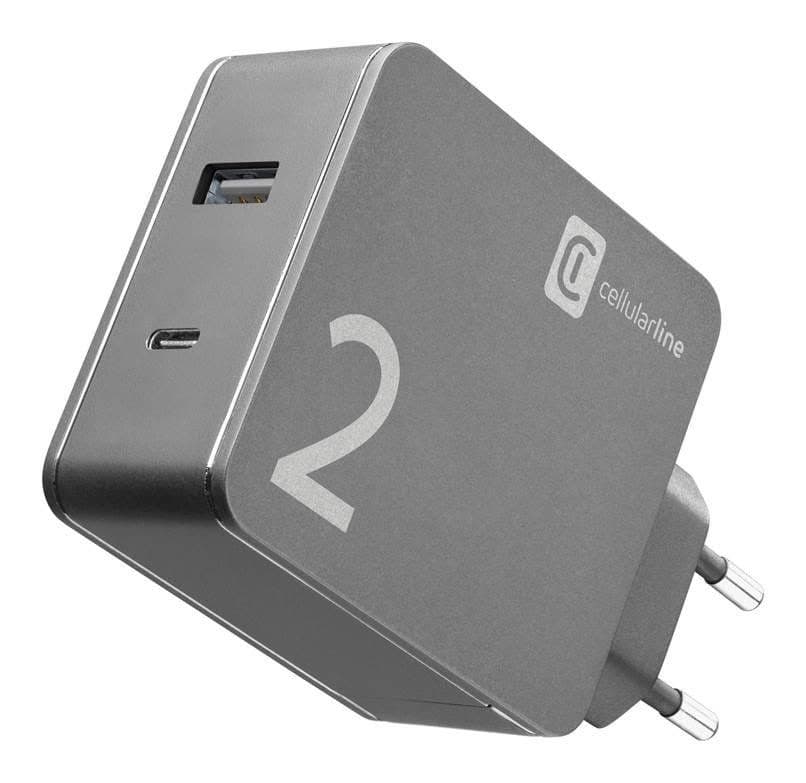 Cellularline duo charger - macbook and iphone caricabatterie per computer portatili dotati di porta usb-c e smartphone, 42w - ACHUSB2HOME42WK in eWeki - Napoli, commercioVirtuoso.it