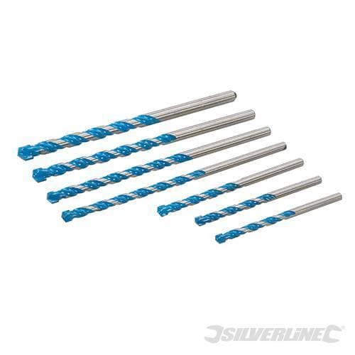 Set di punte da trapano in carburo di tungsteno multiuso per acciaio legno pvc  Silverline 7pz