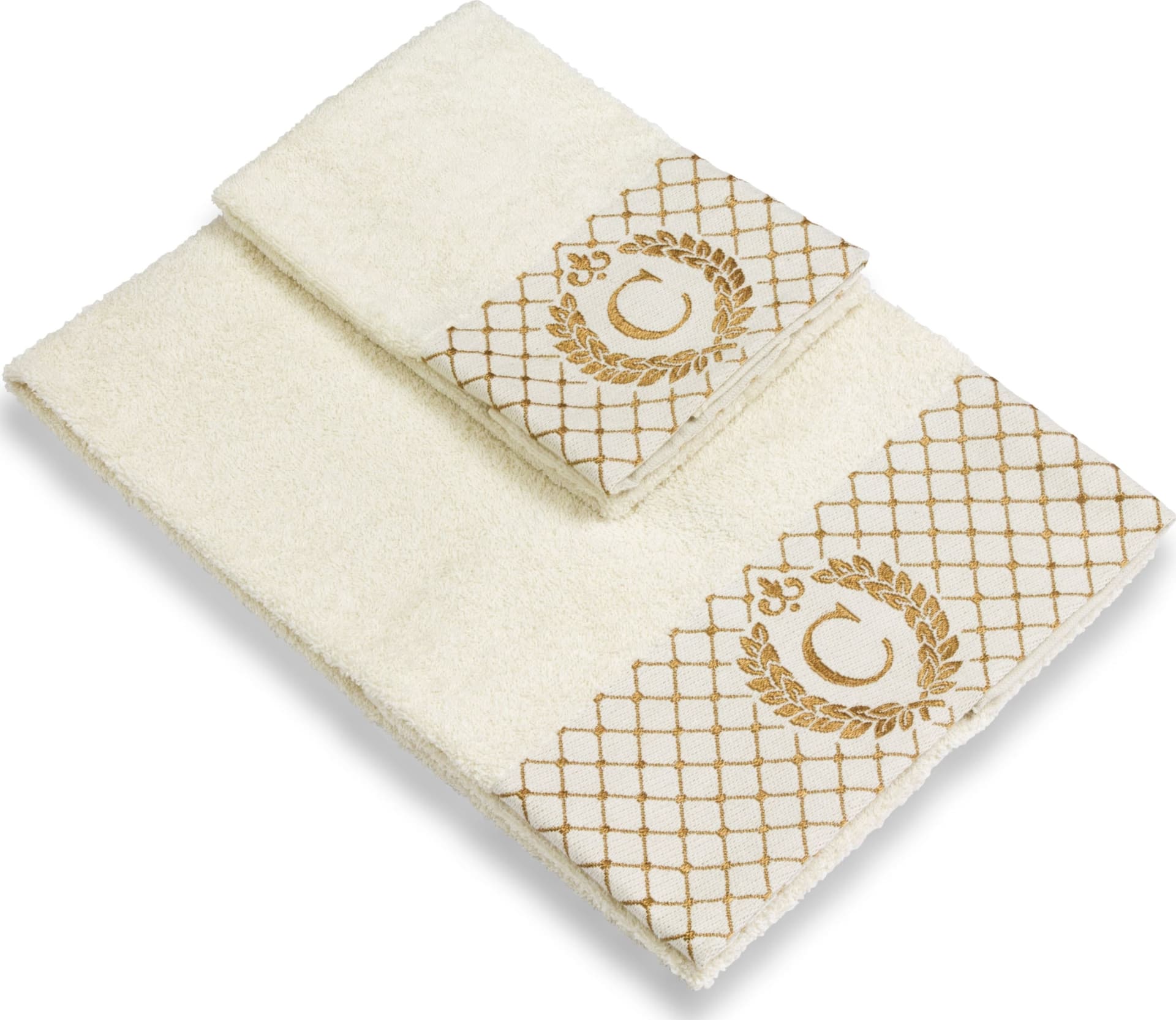Set 2 asciugamani con iniziale asciugamano viso + asciugamano ospite Made in Italy - Vanita di raso