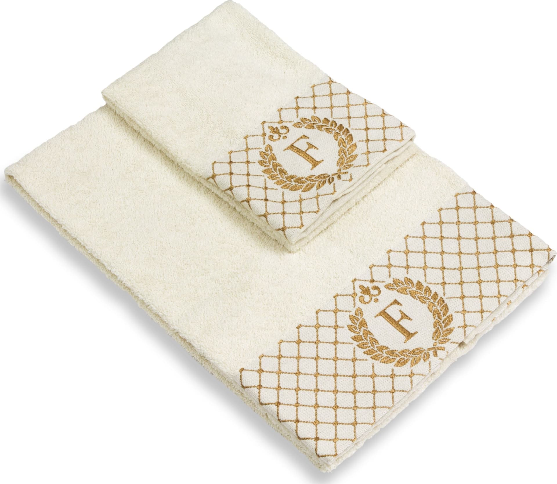 Set 2 asciugamani con iniziale asciugamano viso + asciugamano ospite Made in Italy - Vanita di raso