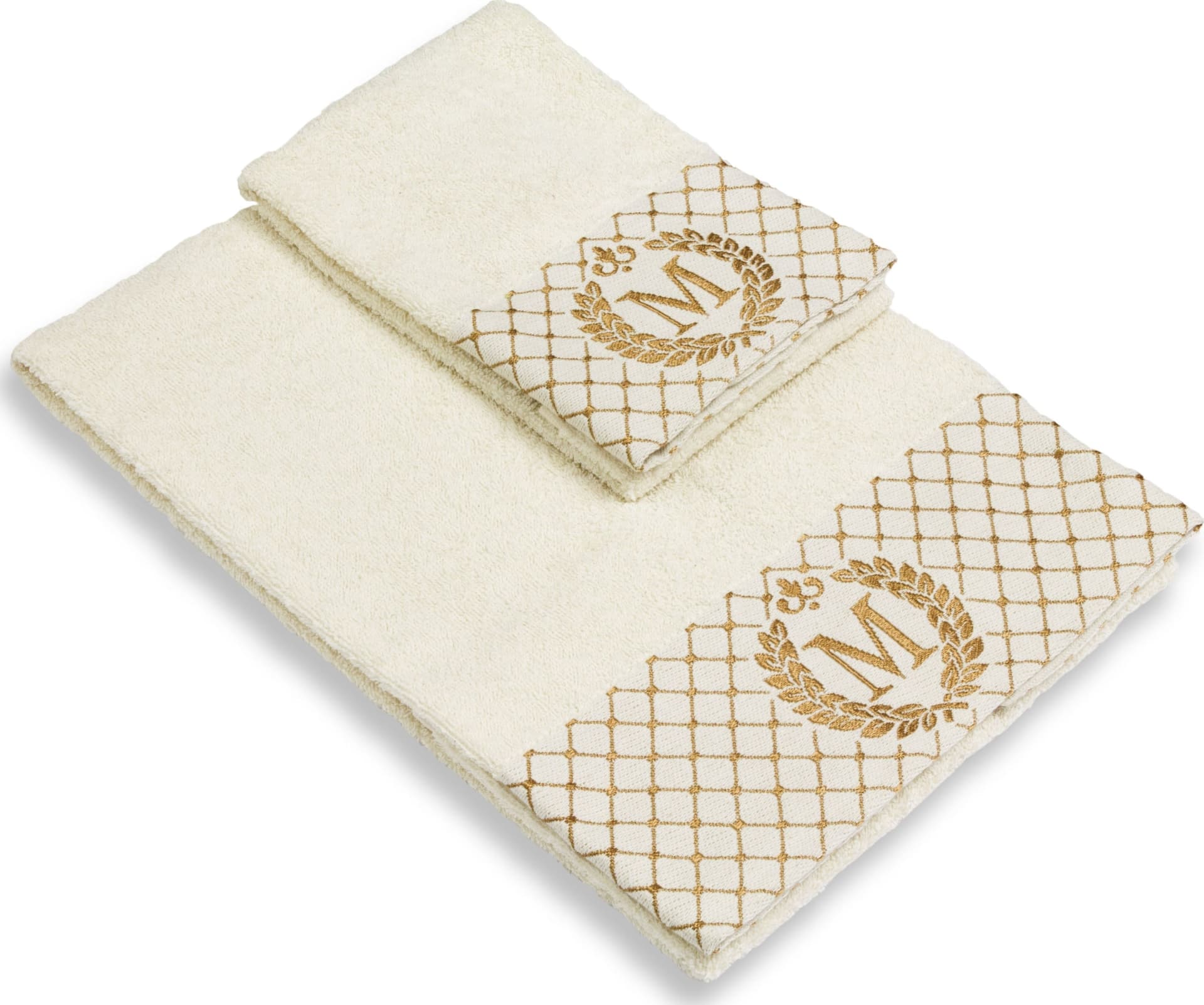 Set 2 asciugamani con iniziale asciugamano viso + asciugamano ospite Made in Italy - Vanita di raso