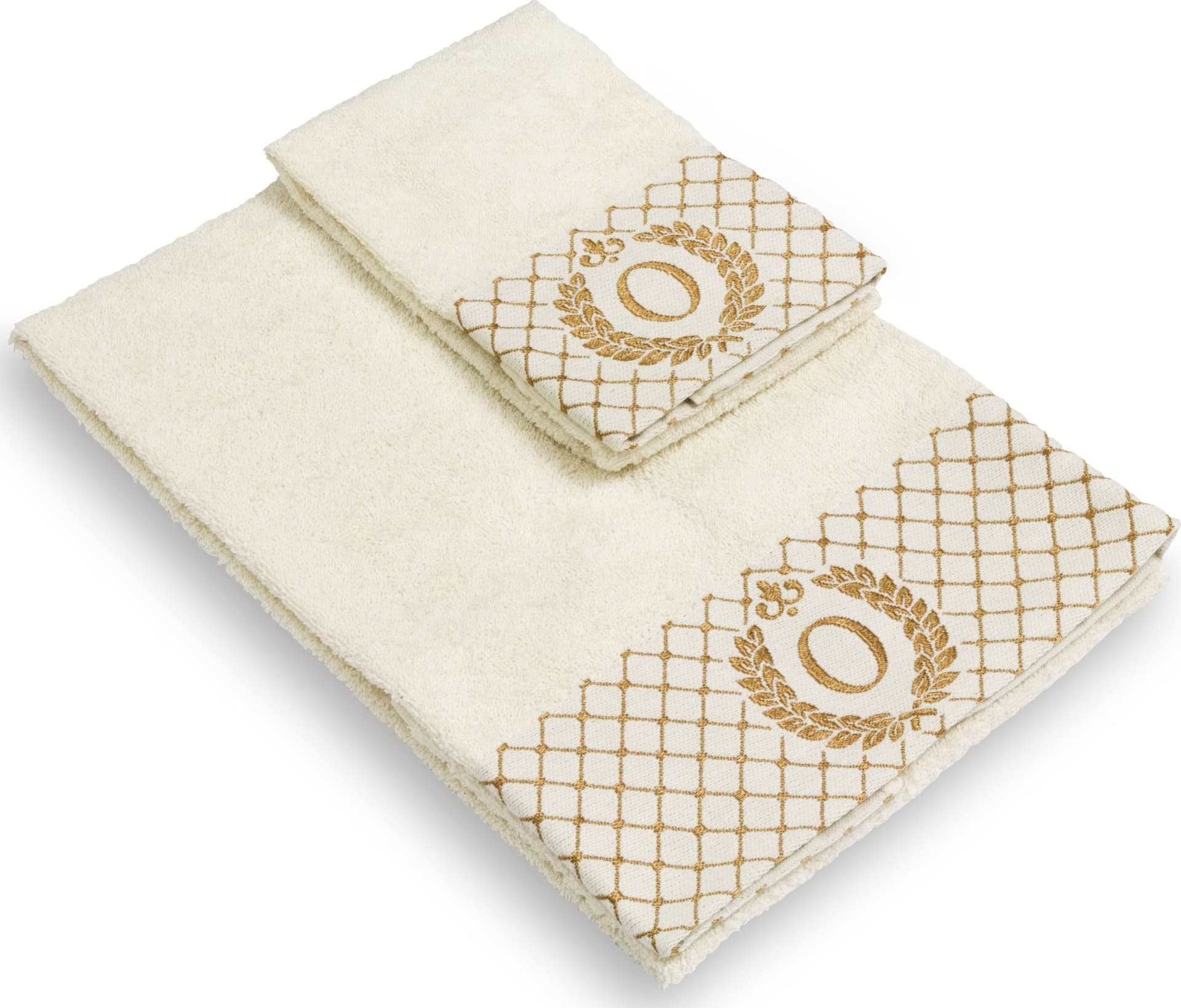 Set 2 asciugamani con iniziale asciugamano viso + asciugamano ospite Made in Italy - Vanita di raso