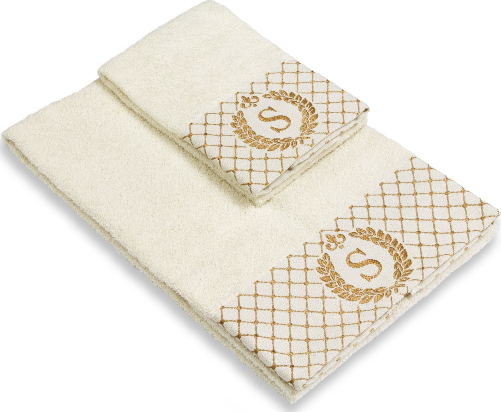 Set 2 asciugamani con iniziale asciugamano viso + asciugamano ospite Made in Italy - Vanita di raso