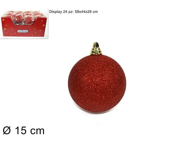 Palla 15cm glitterara rossa.