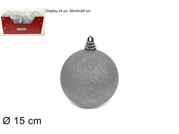Palla 15cm glitterara silver. in Palle e palline Save The Money - Rimini, commercioVirtuoso.it