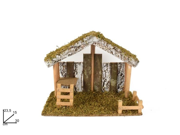 Capanna con Tronchi e con Muschio 30x15x23.5cm in Presepi da tavolo Save The Money - Rimini, commercioVirtuoso.it