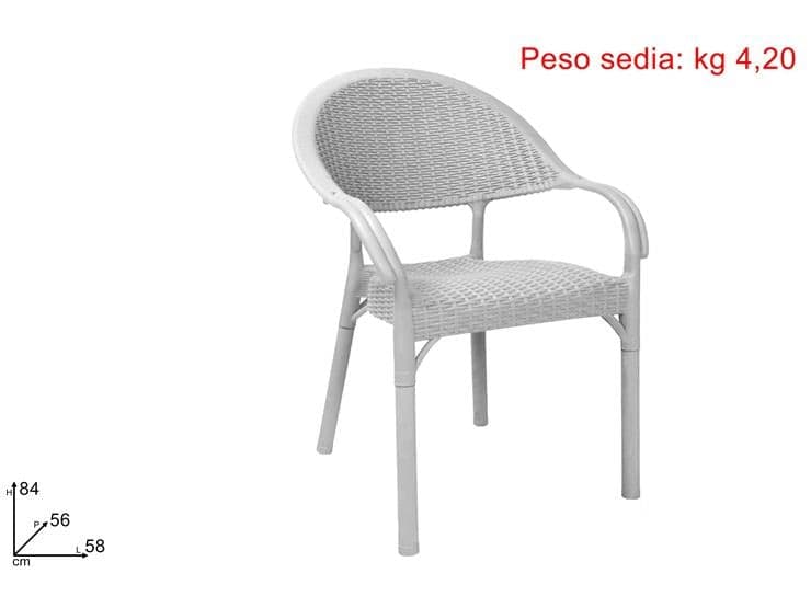 Sedia Effetto Rattan Bianca in Plastica