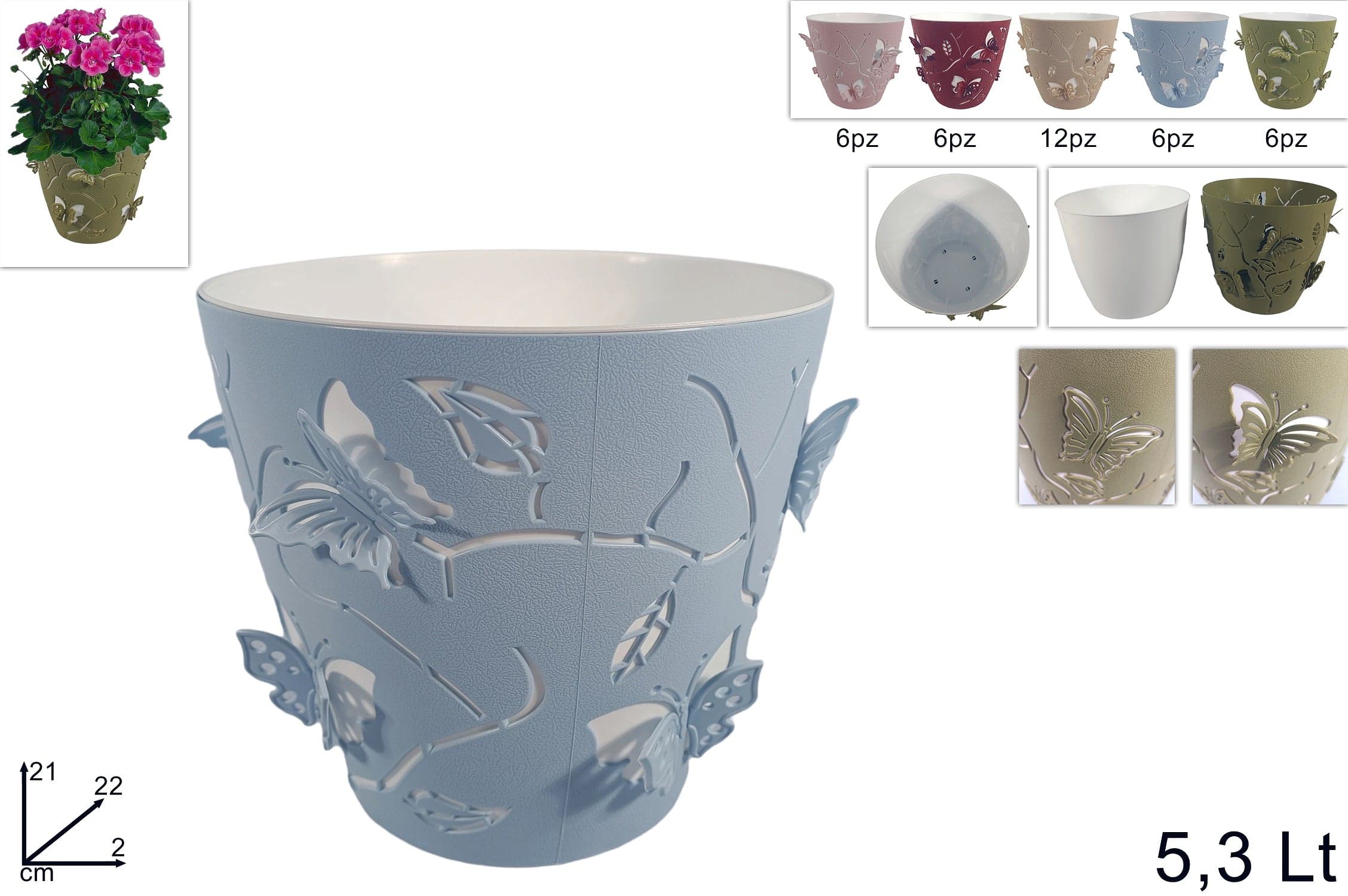 Vaso Decoro Farfalle 22cm 5.30L in Vasi Save The Money - Rimini, commercioVirtuoso.it