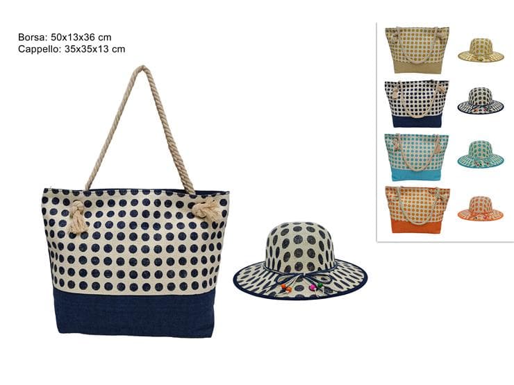 Borsa Mare in Paglia Fantasia Pois 4 Colori in Borse Tote Save The Money - Rimini, commercioVirtuoso.it
