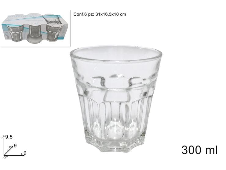 Bicchieri Vetro set 6 Pezzi 300ml