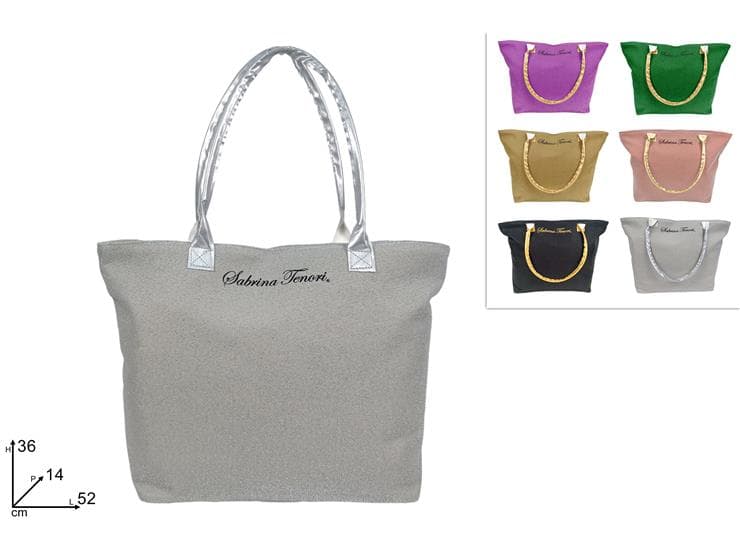 Borsa Mare 52x36x14cm Glitterata 6 Colori Assortiti