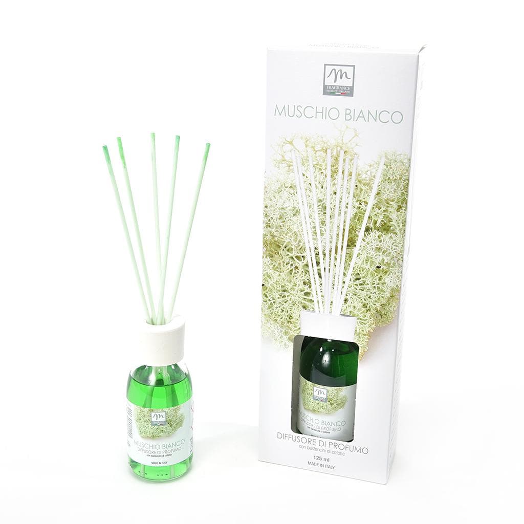 Diffusore di Essenza con Bacchetti in Cotone 125ml Muschio Bianco
