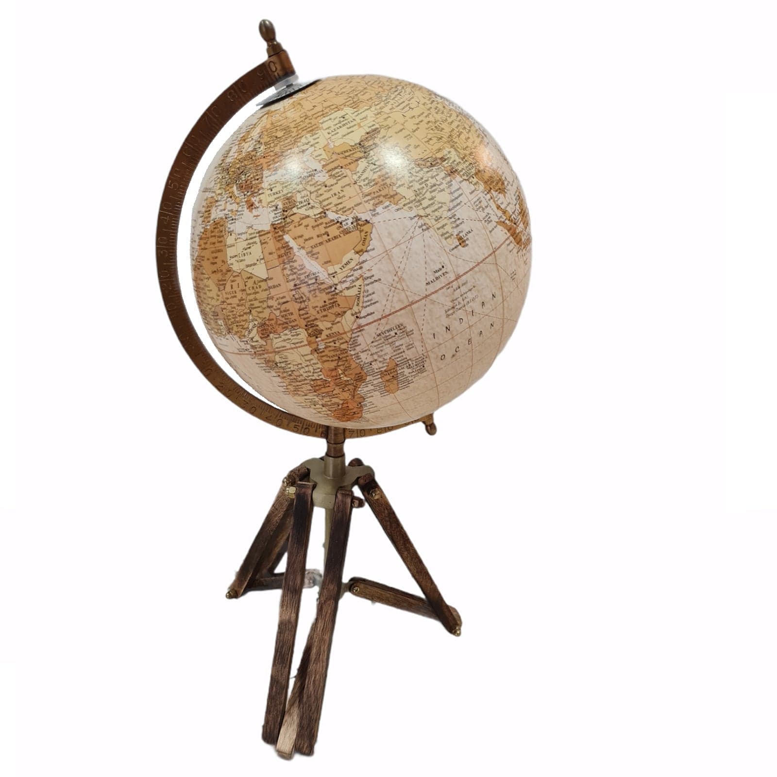 Mappamondo con piedistallo in legno decorazione per Ufficio e Cameretta – Giallo, Small – Mercury