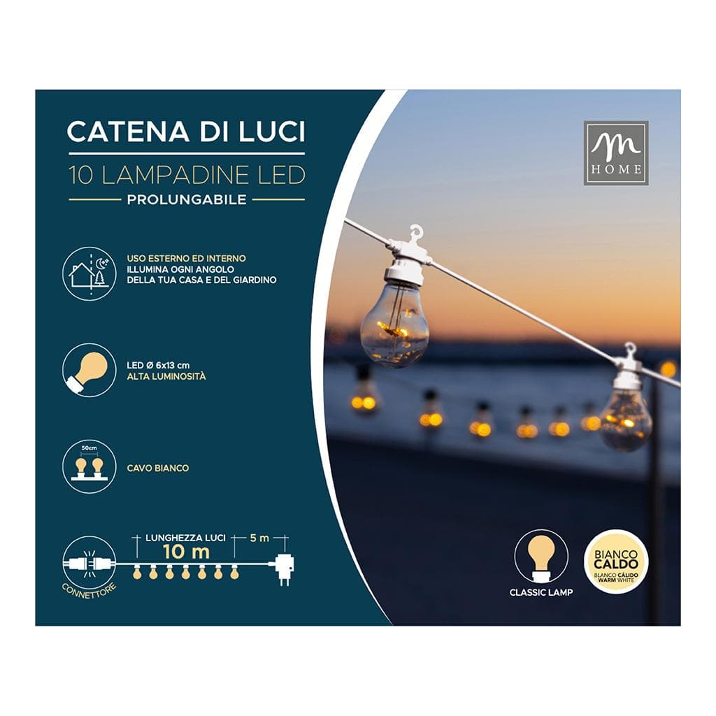 10 Lampadine Bianco Naturale da Esterno Prolungabile 10M in Catene luminose Save The Money - Rimini, commercioVirtuoso.it
