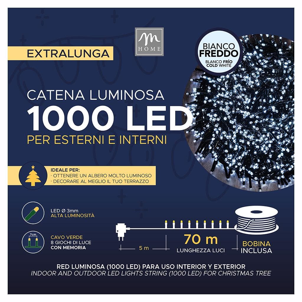 1000 led colore bianco freddo 8 giochi da esterno 75mt in Nastri LED Save The Money - Rimini, commercioVirtuoso.it