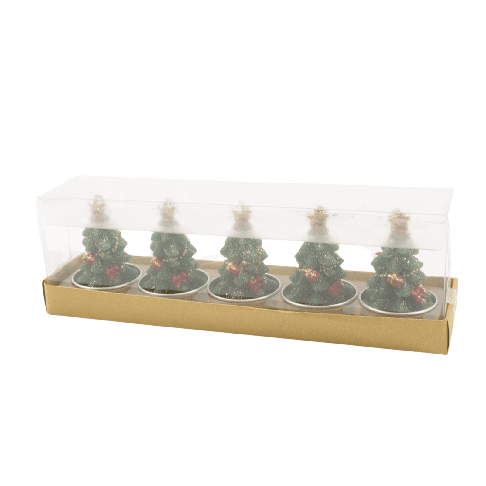 Set 5 Lumini a forma di Albero di Natale "Wonderland" con confezione regalo, 22 x 5.5 x h 7 cm