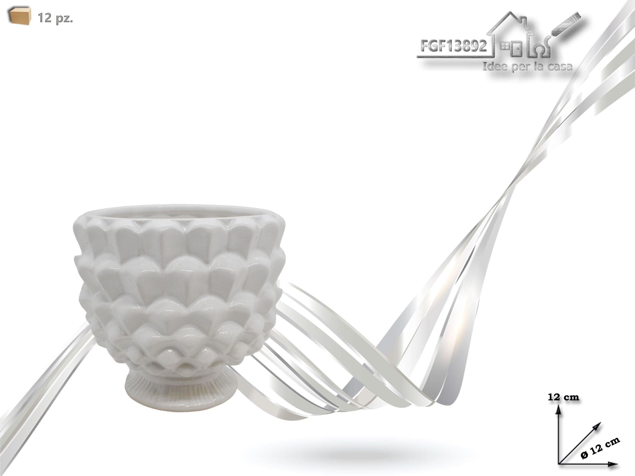 Vaso Portapianta Bianco d.12cm h.12cm. in Vasi tradizionali Save The Money - Rimini, commercioVirtuoso.it