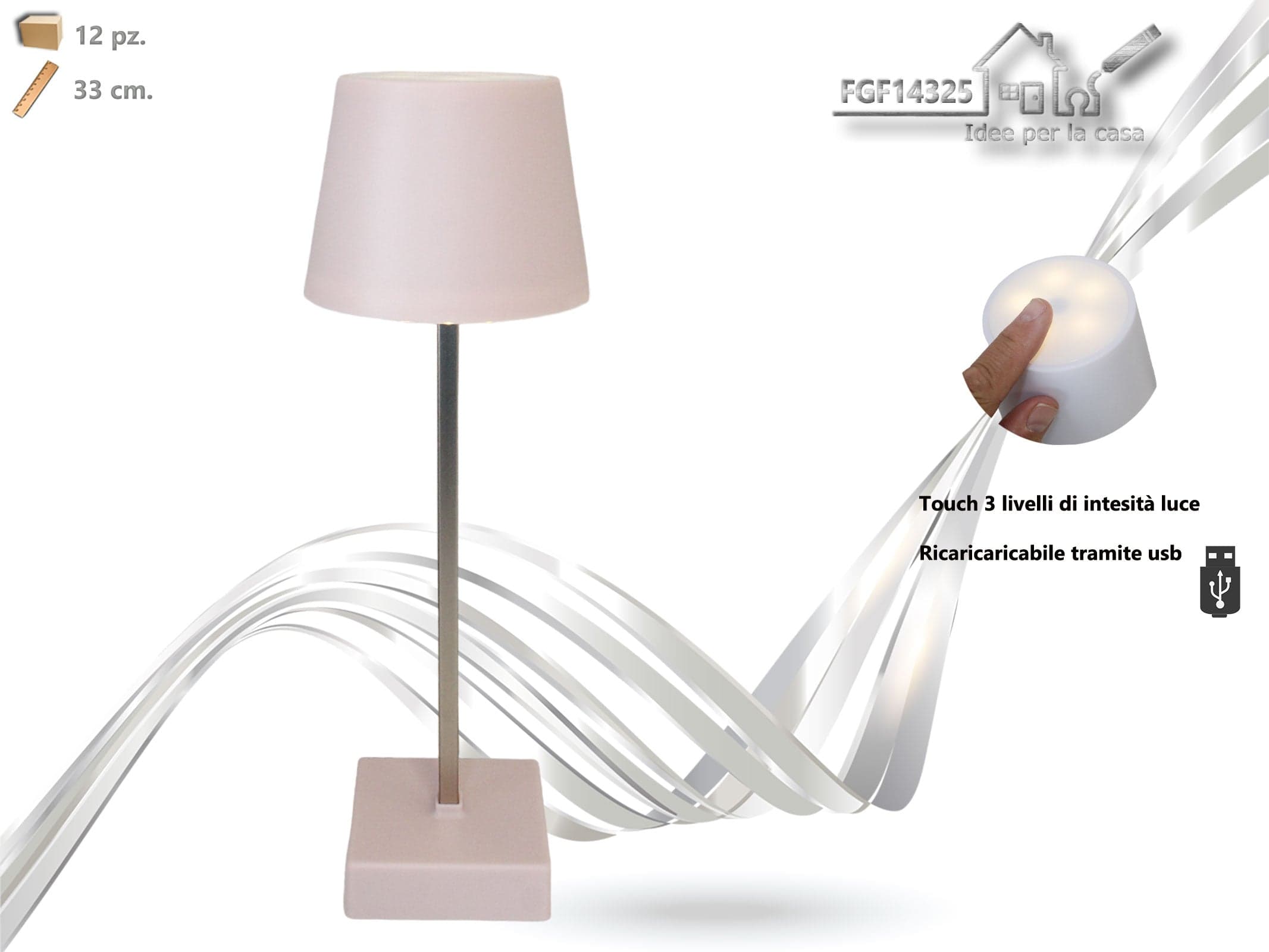 Lanterna Touch in Plastica e Metallo Rosa