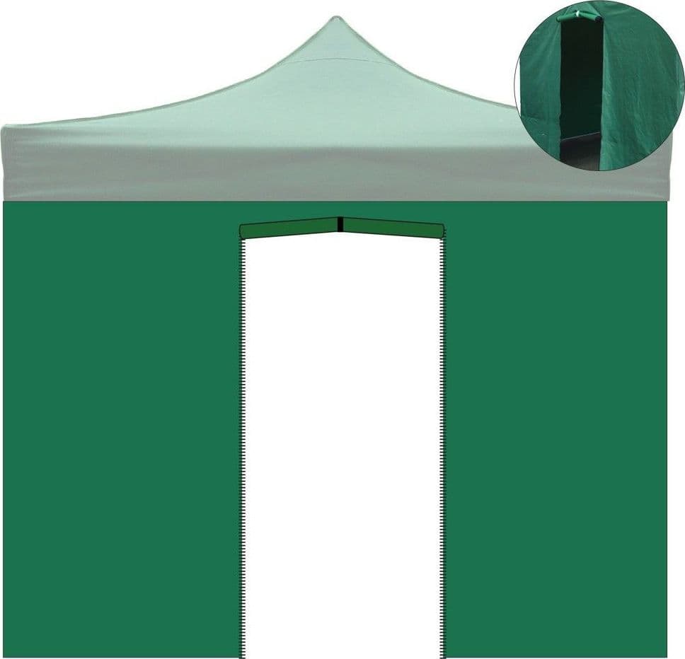 Telo di ricambio laterale per Gazebo pieghevole apertura a fisarmonica in tessuto Oxford 600D Verde – Telo con Porta –
