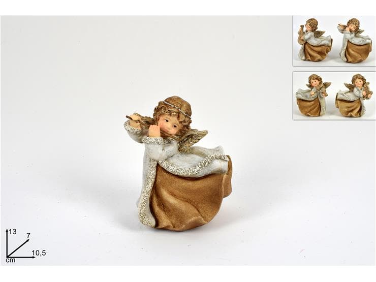 Angelo con Strumento Musicale Glitter 13cm 4 Assortimenti
